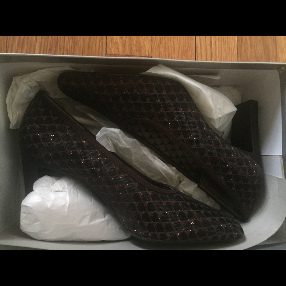 Dark Brown with Gold Accent Evening Shoes